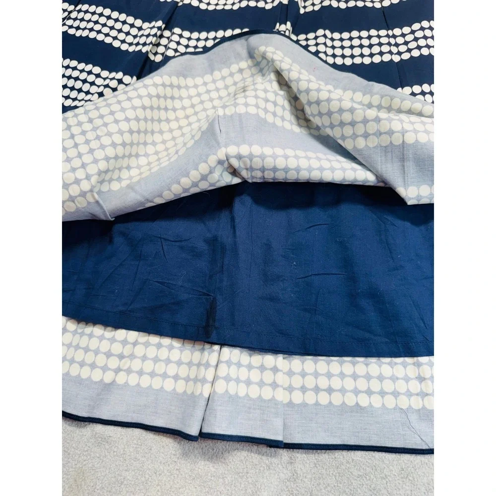 Talbots Women 22W Navy White Polka Dot Stripe A-Line Midi Skirt Plus Size Flowy